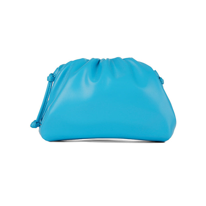 PU leather ruched solid crossbody handbag
