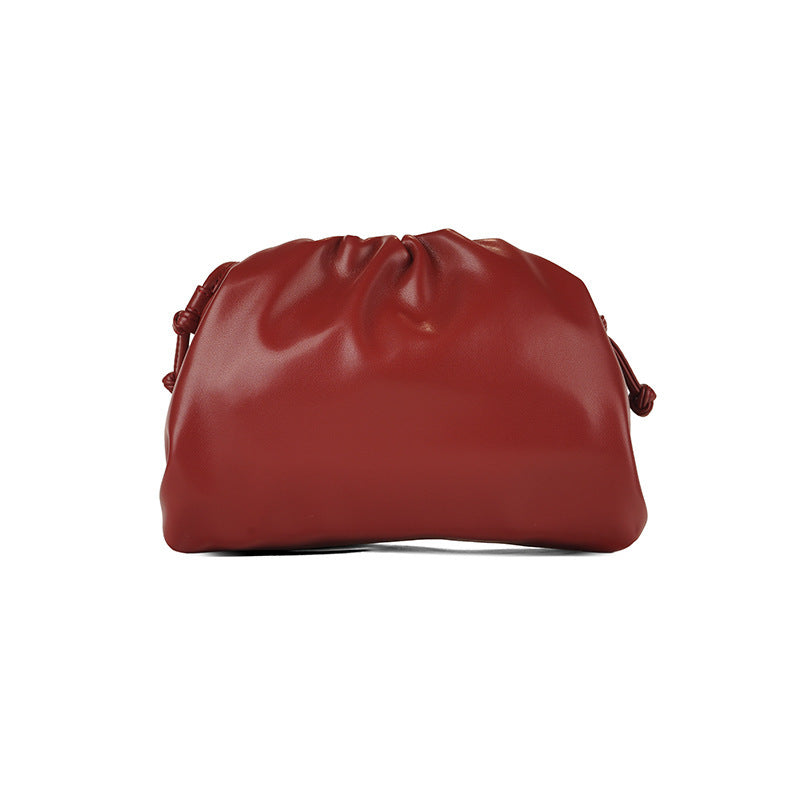 PU leather ruched solid crossbody handbag