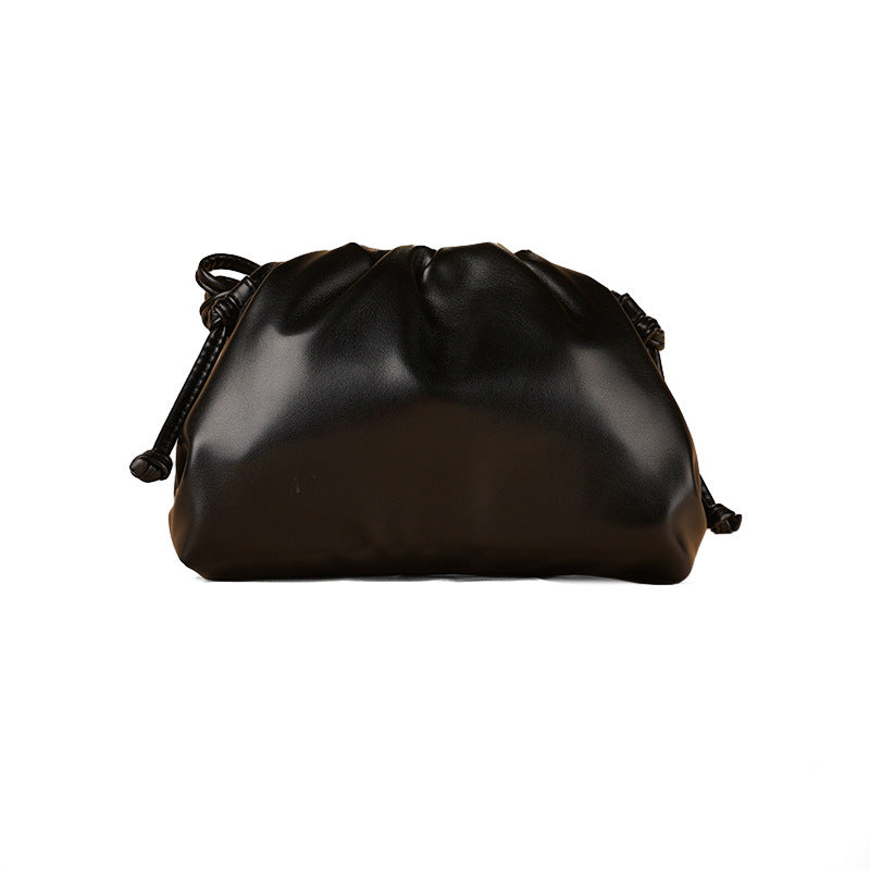 PU leather ruched solid crossbody handbag