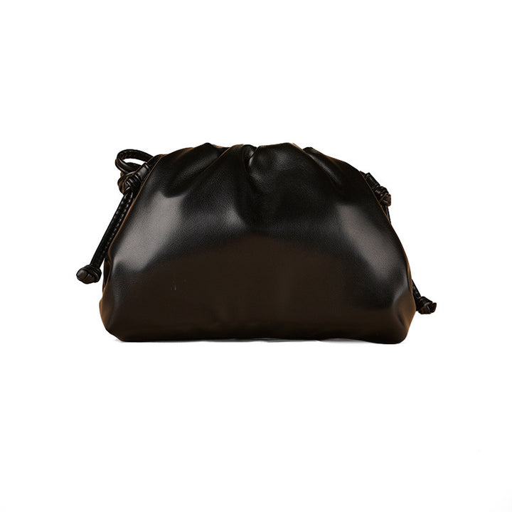 PU leather ruched solid crossbody handbag