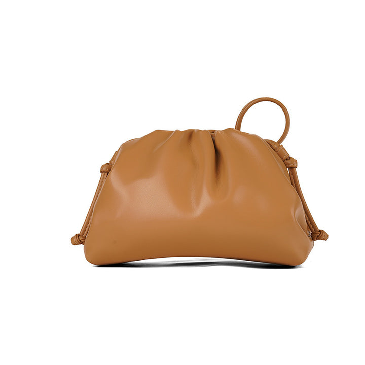 PU leather ruched solid crossbody handbag