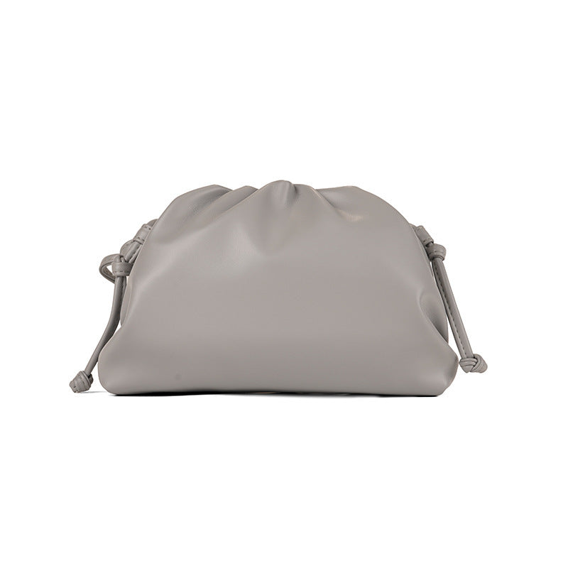 PU leather ruched solid crossbody handbag