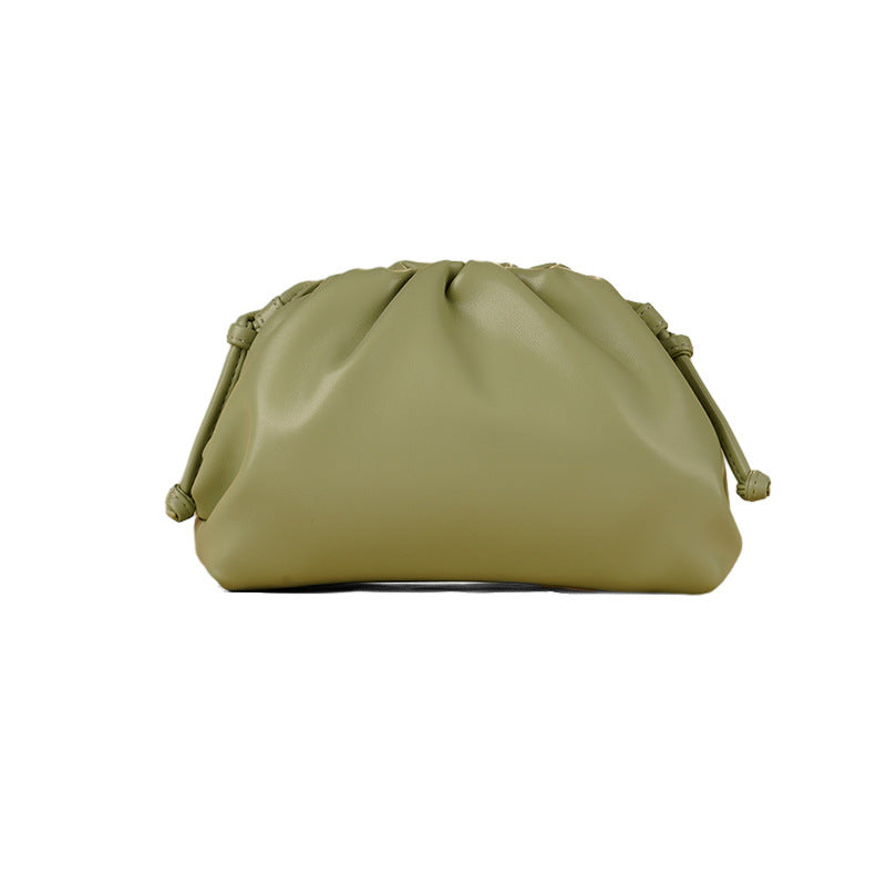 PU leather ruched solid crossbody handbag