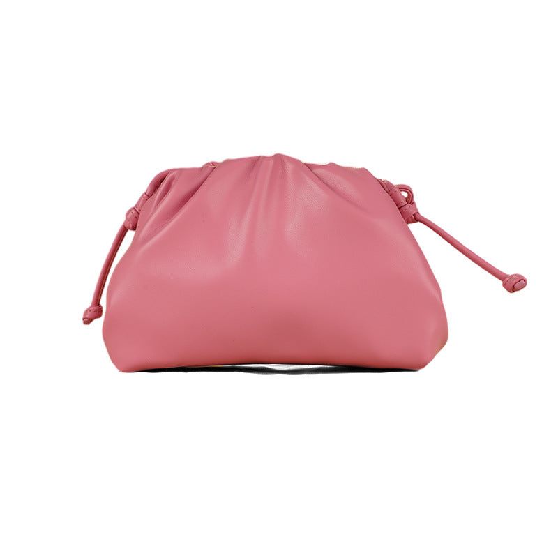PU leather ruched solid crossbody handbag
