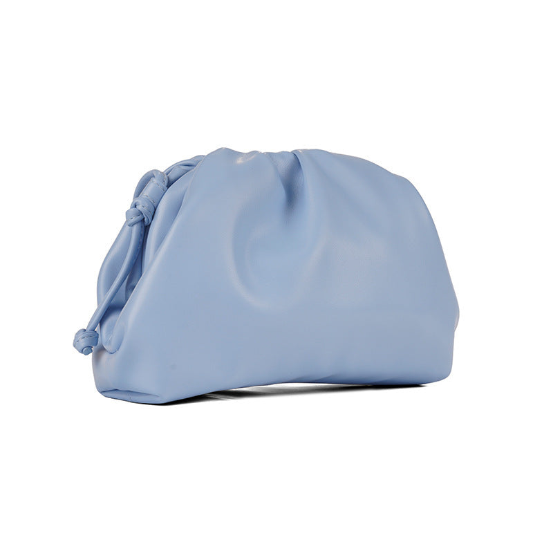 PU leather ruched solid crossbody handbag