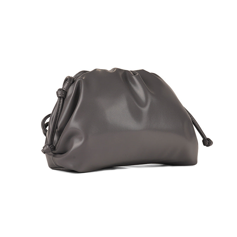 PU leather ruched solid crossbody handbag