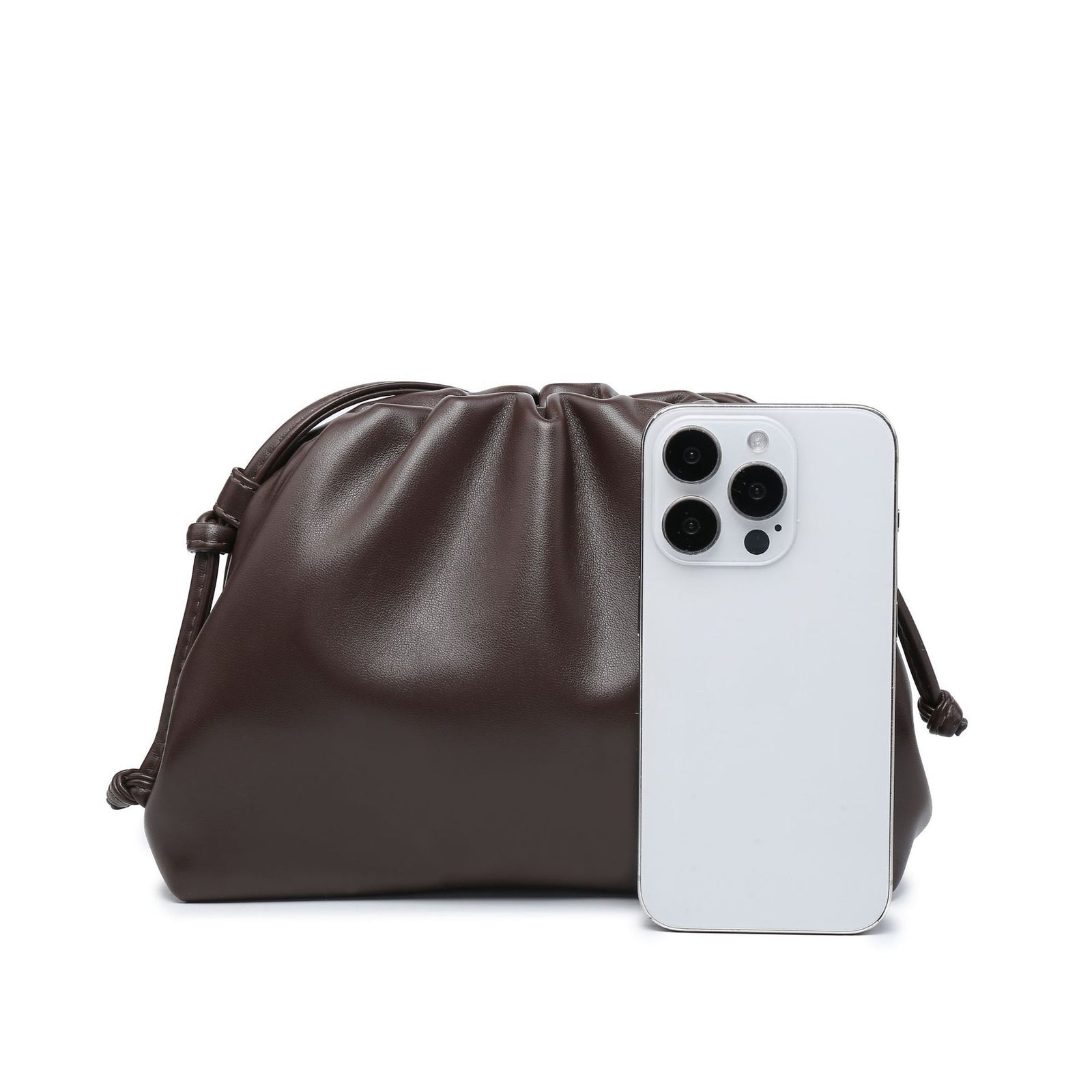 PU leather ruched solid crossbody handbag size chart 2