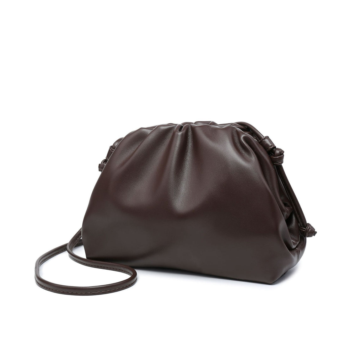 PU leather ruched solid crossbody handbag