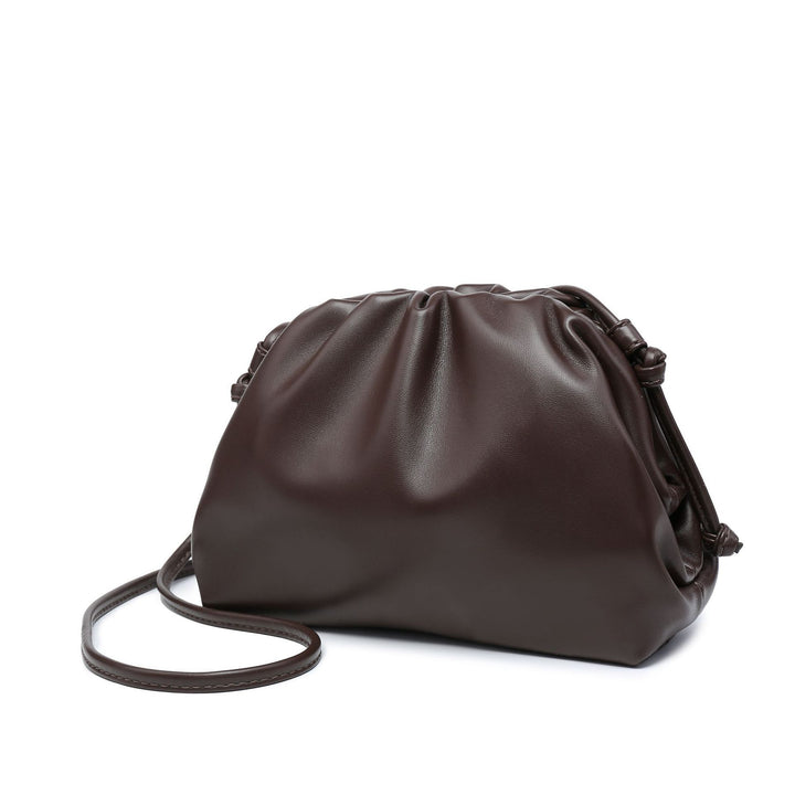 PU leather ruched solid crossbody handbag