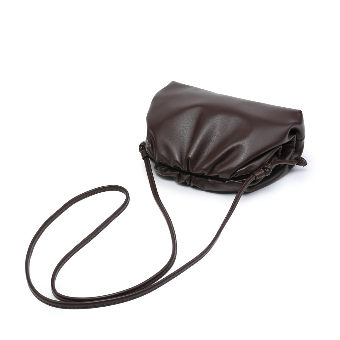 PU leather ruched solid crossbody handbag