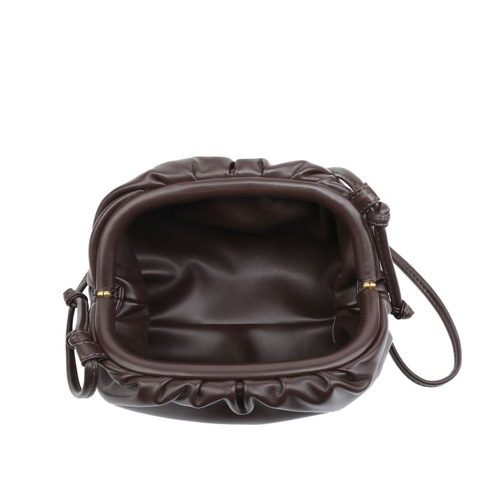 PU leather ruched solid crossbody handbag