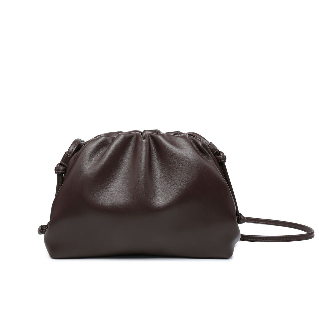 PU leather ruched solid crossbody handbag