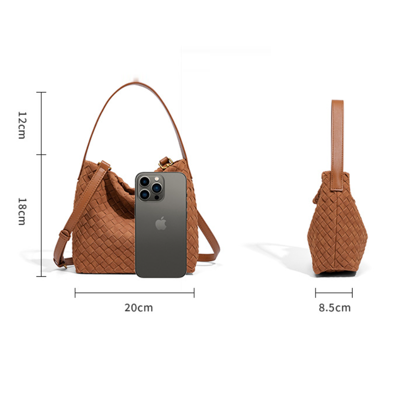 THE FAUX SUEDE BLOCK VOLUME TOTE size chart 1